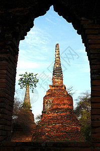 泰国古代瓦特遗产连体废墟天空王国建筑学宗教艺术建筑金子图片