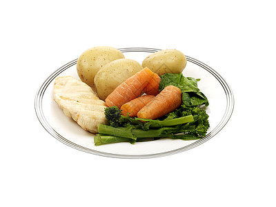 含蔬菜的大鸡胸饮食家禽胸部树叶萝卜盘子紫色白色食物投标图片