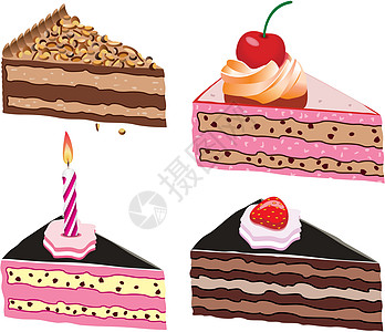 蛋糕切片庆典蜡烛食物奶油巧克力插图装饰品风格饼干浆果图片