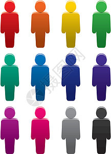 人民多彩的象征多样性数字公司粉色团体橙子黑色朋友们灰色插图图片