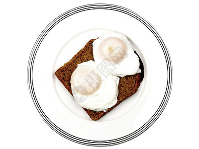 在全餐汤中浸泡的鸡蛋小麦粮食早餐白色背景图片