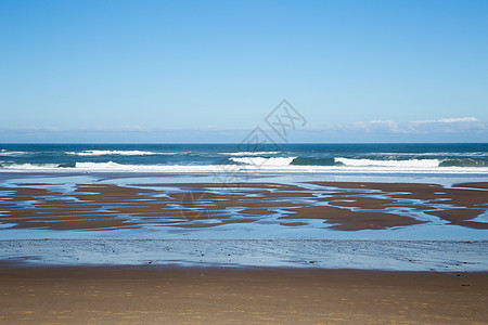 俄勒冈州海岸海滩泡沫波浪海浪海洋断路器支撑低潮海岸线蓝色图片