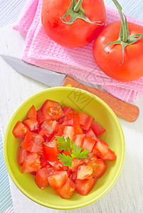 番茄沙拉胡椒盘子沙拉照片厨房巾维生素香葱香菜食物餐巾图片
