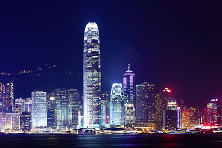 香港市晚上景观港口都市天空地标城市建筑学玻璃建筑风景图片