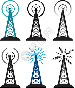 无线电信号塔符号黑色技术蓝色网络收音机灰色全球数据播送工业图片