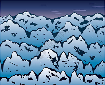 冬冬山地平线顶峰地理场景风景天空环境蓝色插图季节图片