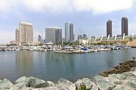 圣迭戈码头市区大楼游艇树木旅行码头天际企业岩石会议大都会中心图片