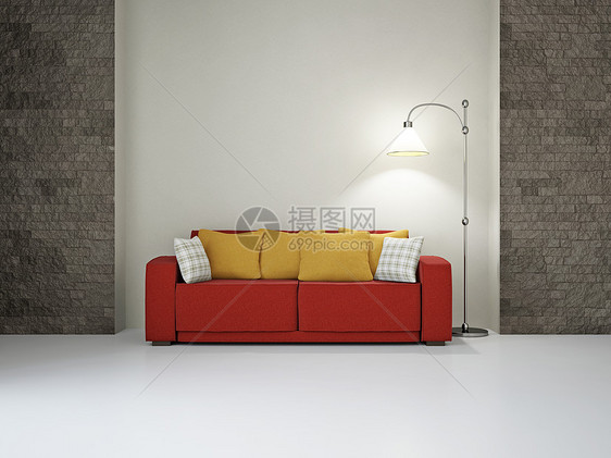沙发客厅房间红色奢华住宅橙子风格枕头建筑建筑物地面图片