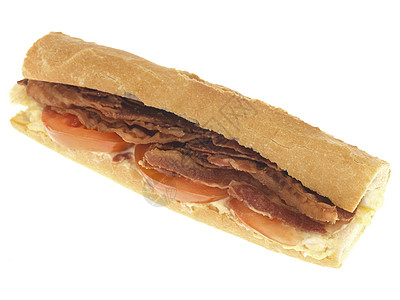 脆培根和番茄卷食物白色小吃油炸面包硬皮午餐条纹早餐熏肉背景图片