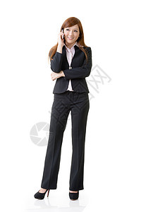 亚洲商业妇女女士技术手机工作室白色成功女性商务人士职业图片