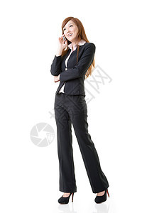 亚洲商业妇女女性技术手机女士商务人士魅力电话白色工作图片