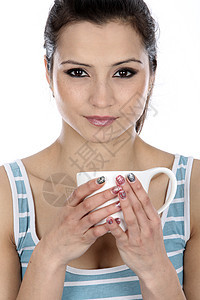 妇女喝杯茶 女婴饮茶白色咖啡头发女士图片