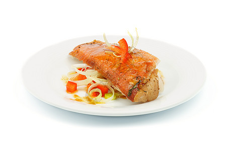 烤红捕鲸鱼香菜黄色蔬菜鲷鱼吃饭红色宏观食物韭葱食品图片