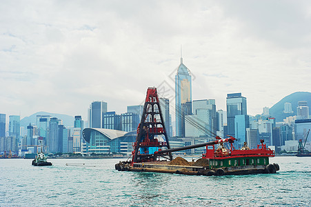 香港工业商业渠道摩天大楼船运衬垫港口场景天际建筑运输图片