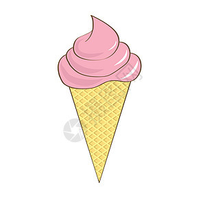 向白背景孤立的冰淇淋提供软服务味道漩涡冻结产品低脂肪奶制品香草甜点锥体白色图片