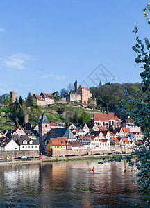 德国镇教会旅游村庄脖子城堡城市旅行家园大厦河岸图片