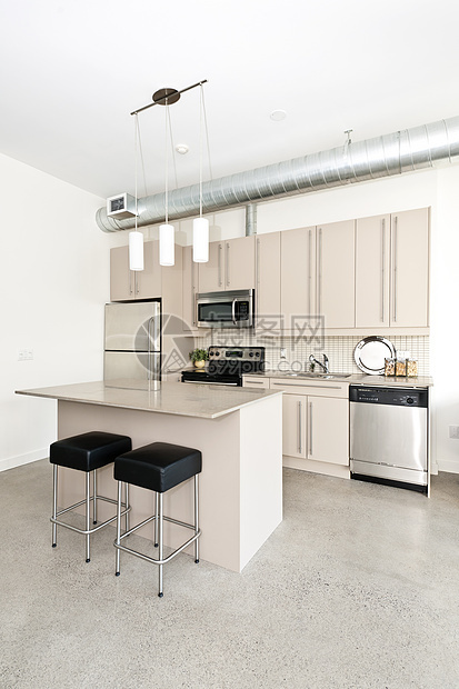 现代公寓厨房家具地面阁楼家电风格房间工作室地板装饰建筑学图片