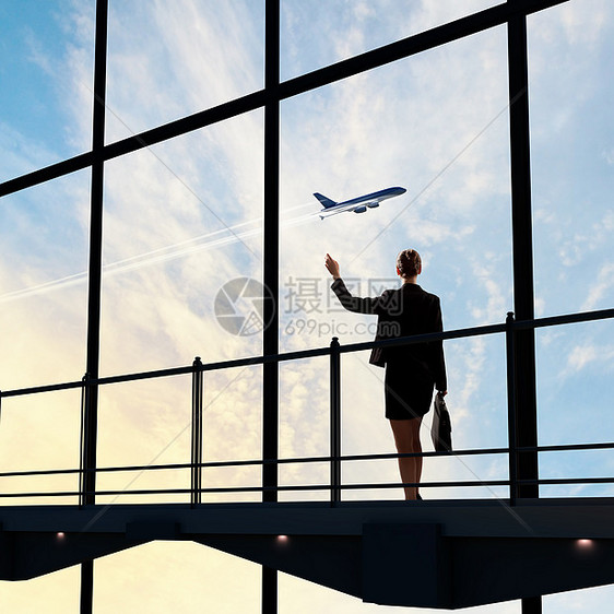 机场女商务人士航空游客女性冒险商业旅游会议航班旅行树干图片