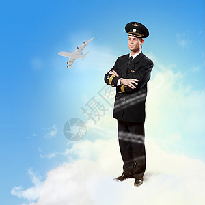 男性飞行员形象旅游工作客机队长航班成人服务航天帽子商业图片