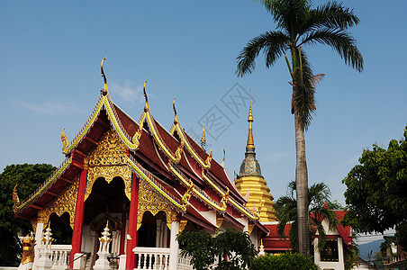 泰国清迈的古代瓦特文物宝塔文明文化公园宗教佛教徒遗产蓝色寺庙图片