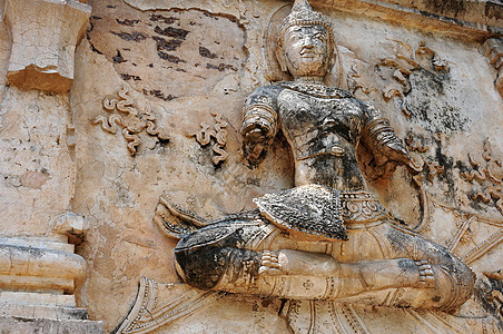 泰国清迈古老的废墟历史佛教徒遗产石头宗教文明文化雕塑公园国家图片
