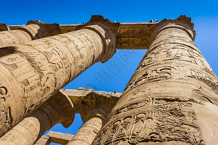 埃及卡纳克寺庙古老废墟发掘象形石头柱子古物文化文字古董人面国王图片