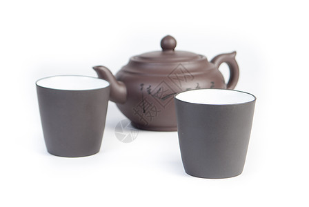 中国茶壶加茶杯杯子香气陶瓷芳香食物美食黏土陶器饮料文化图片