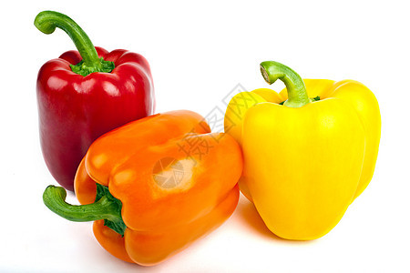 白色背景的贝尔胡椒蔬菜胡椒好处健康生活辣椒水果健康饮食红色绿色吹笛者图片