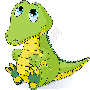 婴儿鳄鱼野生动物插图爬虫绿色荒野微笑卡通片牙齿夹子剪贴图片