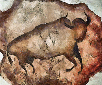 a 阿尔塔米拉公牛洞穴插图石洞艺术动物工匠精神岩画艺术品绘画图片