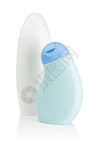 蓝瓶和白瓶洗发水化妆品润肤香水商品治疗清洁剂瓶子身体白色图片