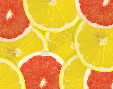 柑橘切片摘要背景 特写 工作室照片绿色柚子水果黄色框架宏观肉质橙子红色摄影图片