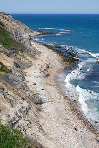 洛克布岛罗得岛风景海岸线海滩海洋岩石旅行蓝色侵蚀地标悬崖图片