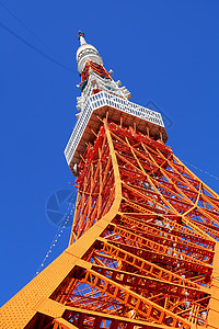 日本东京塔城市播送车站建筑学天空景观蓝色橙子观察者卫星图片