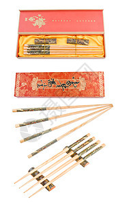 中文棒食物木头包装案件筷子盒子背景图片