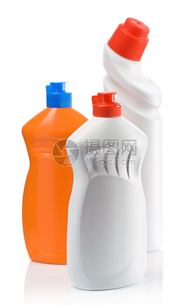 用于清洁的橙色和白酒瓶图片