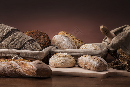 传统面包木头产品篮子粮食白色棕色购物小麦地球包子图片