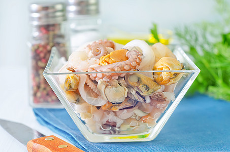 海产海鲜美食牡蛎情调贝类烹饪宏观异国海洋沙拉食物图片