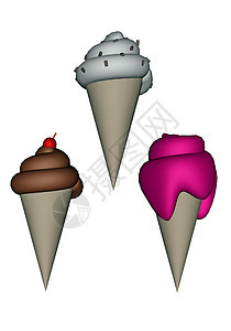 冰淇淋甜点 - 3D制成图片