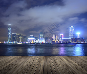 维多利亚港在夜间旅行商业风景景观建筑学旅游地标天空摩天大楼码头图片