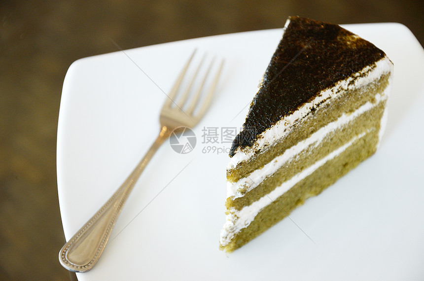 Matcha 绿色茶蛋糕蛋糕抹茶黄油面粉休闲时光柔软度甜点面包食物图片
