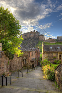 爱丁堡城堡 来自联合王国苏格兰爱丁堡赫里奥特市爱林堡旅游窗户地标日落历史故土堡垒建筑学城市吸引力图片