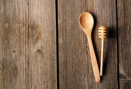 木勺和家庭用具木板食物蜂蜜木头烹饪工具厨房棕色图片