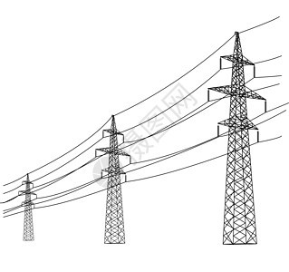 高压电力线的轮廓 矢量图接线黑色电气工程力量工业金属插图电缆建造图片