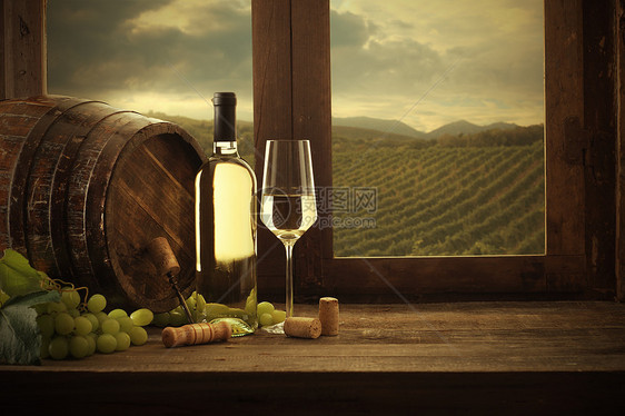 葡萄酒白酒地窖瓶子叶子风光酒杯日落酒瓶文化水平图片