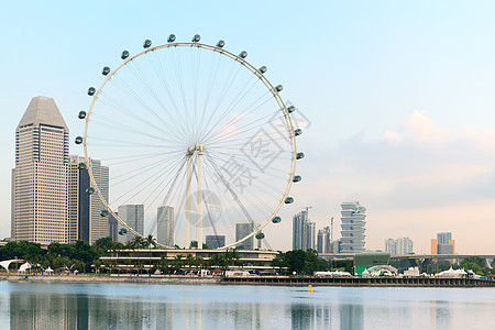 摩天轮  新加坡摩天观景轮城市观光码头车轮旅游金属建筑圆圈蓝色建筑学图片