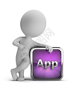 3d 小型小人  App 图标艺术紫色商业灰色技术白色数据药片电脑插图背景图片