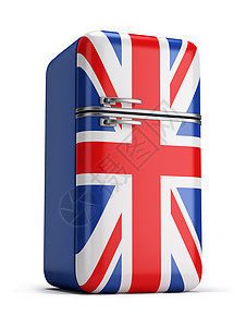 英国复古冰箱家庭白色圆形技术插图蓝色厨房旗帜图片