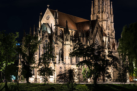 德国斯图加特教堂纪念碑纪念馆历史性宗教地标公园建筑黑色信仰图片