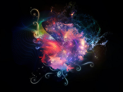色彩多彩的设计星云漩涡螺旋童话辉光创造力元素装饰品想像力幻觉黑色图片